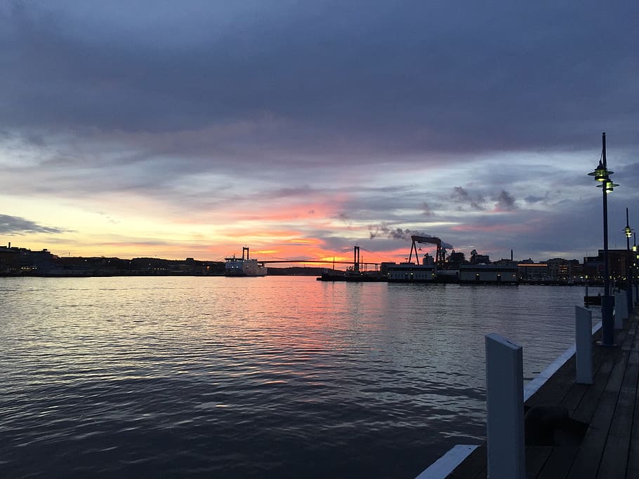 gothenburg, himmel, cloud, water, sunset, sky, cloud - sky HD wallpaper