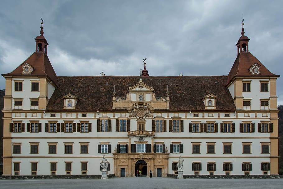 castle, architecture, baroque, eggenberg, graz, facade, building exterior HD wallpaper