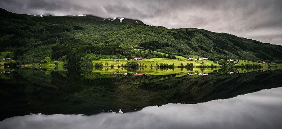 green covered mountain in panorama photography, top view of island HD wallpaper
