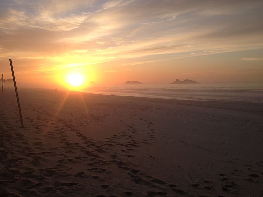 sand, aurora, sol, light, beach, nature, brazil, rio de janeiro HD wallpaper
