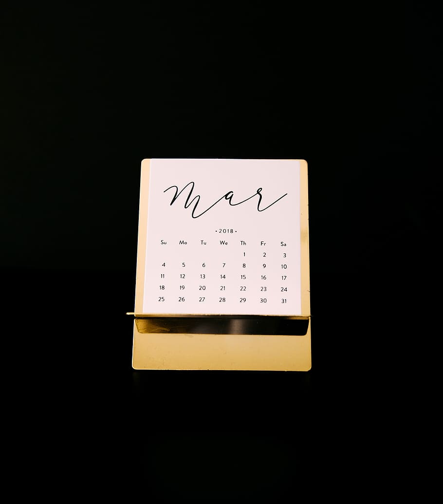 March calendar, 2018 march calendar, black background, studio shot HD wallpaper