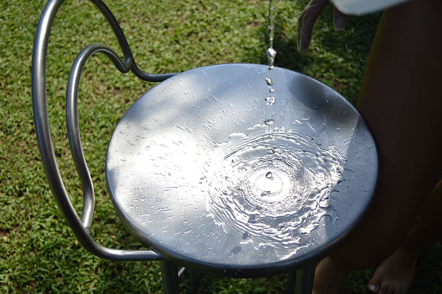 barstool, stainless steel, mobile, water, grass, metal, nature, HD wallpaper