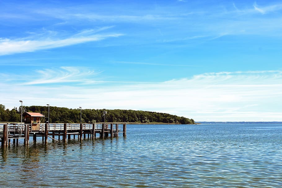 lake, web, sky, clouds, nature, ship, island, water, architecture HD wallpaper