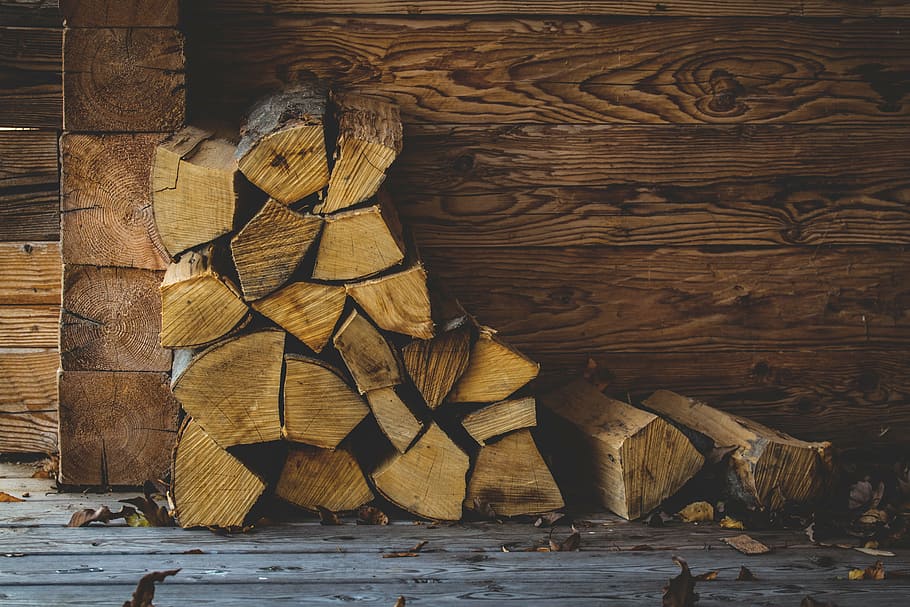 brown fire wood lot, holzstapel, firewood, stack, growing stock HD wallpaper