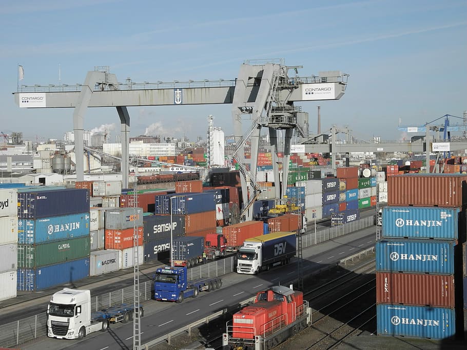Port, Container, Shipping, Cargo, container bridge cargo, container handling