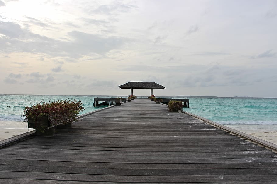 web, sea, boardwalk, water, turquoise, maldives, holiday, blue HD wallpaper