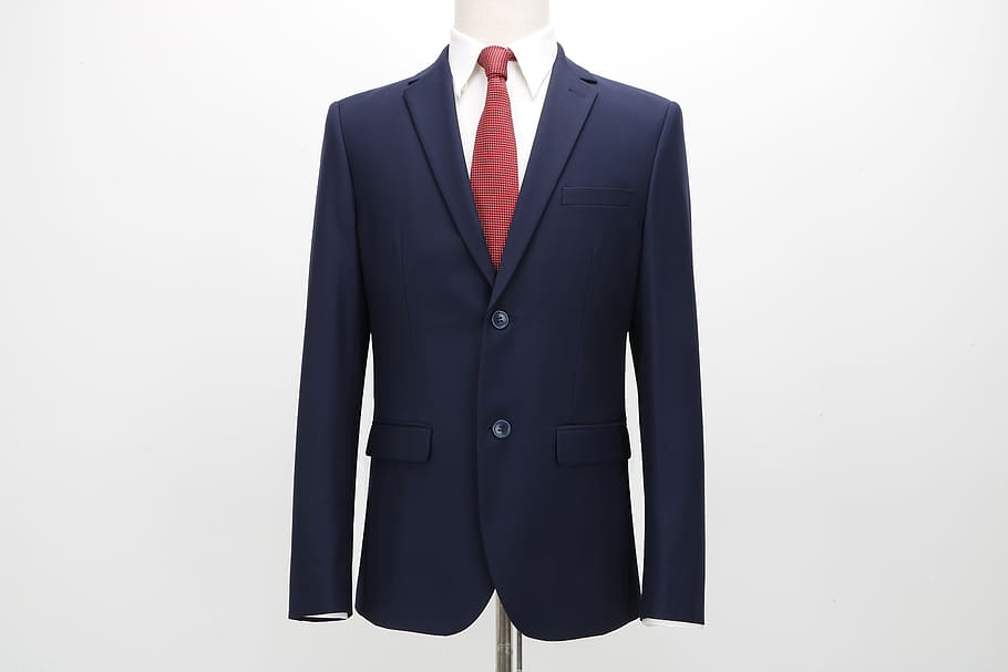 blue 2-button suit jacket, suits, men's suits, business, studio shot HD wallpaper