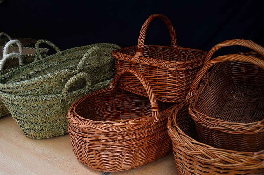crafts, baskets, esparto, wicker, rustic, container, no people HD wallpaper