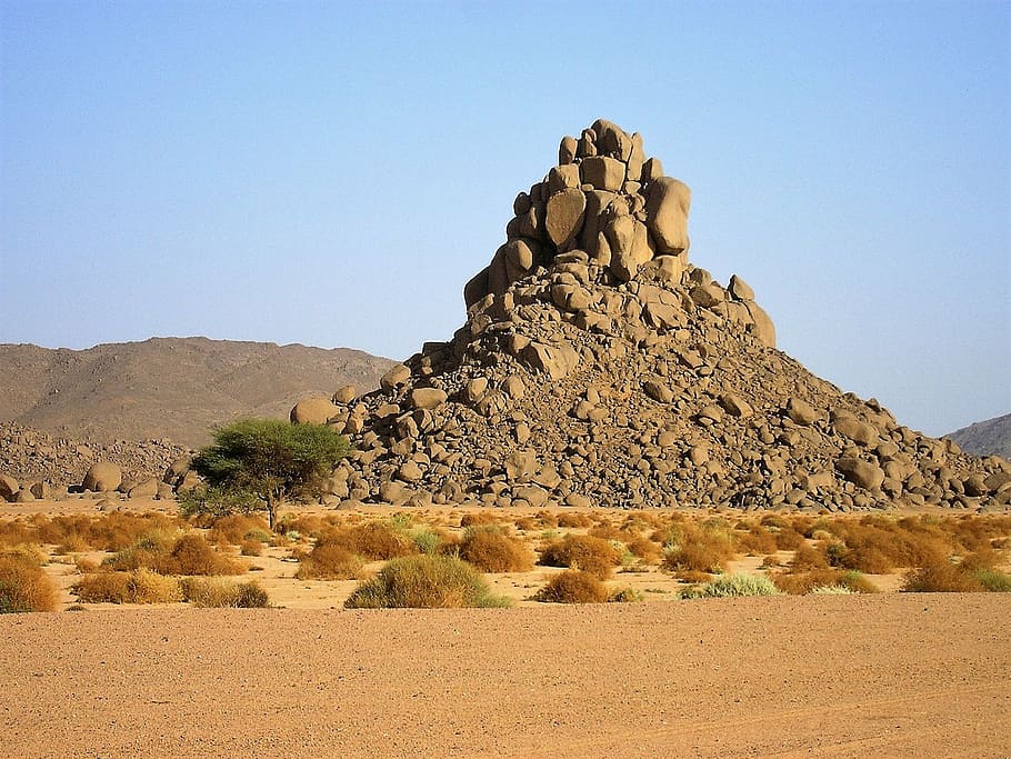 algeria, desert, cairn, mountain, dry, nature, sand, arid Climate, HD wallpaper