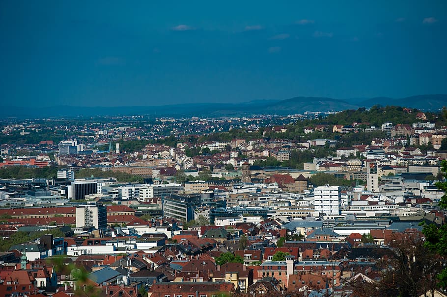 aerial photo of city during daytime, stuttgart, homes, cityscape HD wallpaper