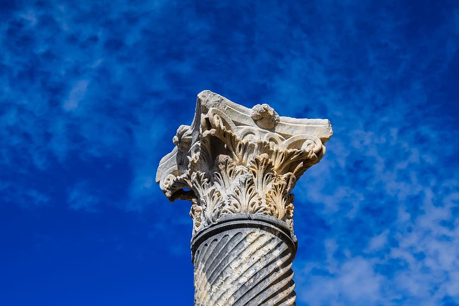 Cyprus, Kourion, Ancient, Column, site, corinthian order, sky