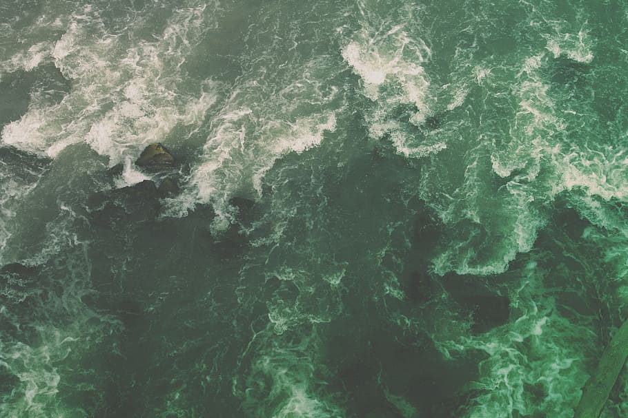 aerial photography of body of water during daytime, ocean, waves HD wallpaper
