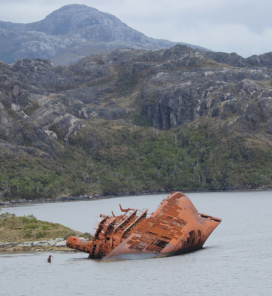 shipwreck, chile, south america, patagonia, ocean, chilean, HD wallpaper