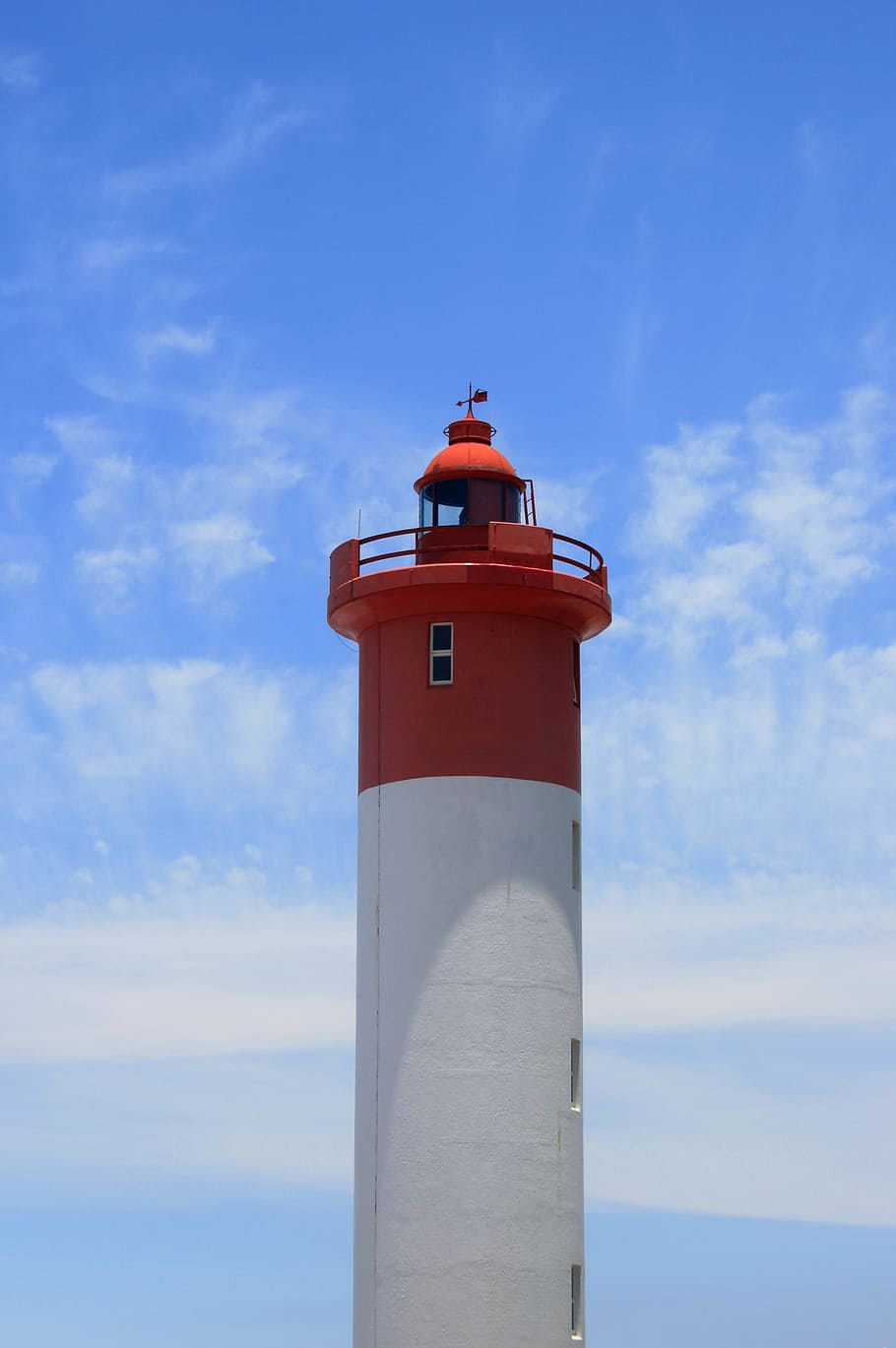 lighthouse, beacon, sea, tall, white, red, window, umhlanga HD wallpaper