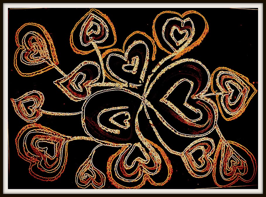 heart, romance, digital, drawing, oil paints, love, transfer print HD wallpaper