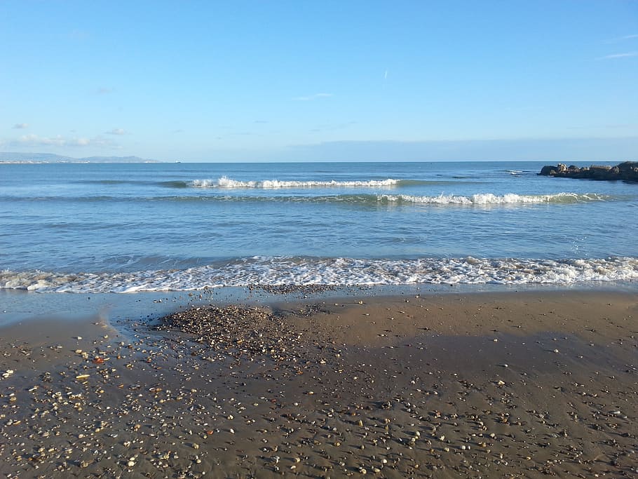 sea, sand, onda, land, beach, water, sky, wave, scenics - nature HD wallpaper