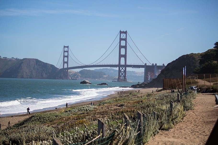 architecture, bridge, infrastructure, sea, ocean, water, waves HD wallpaper