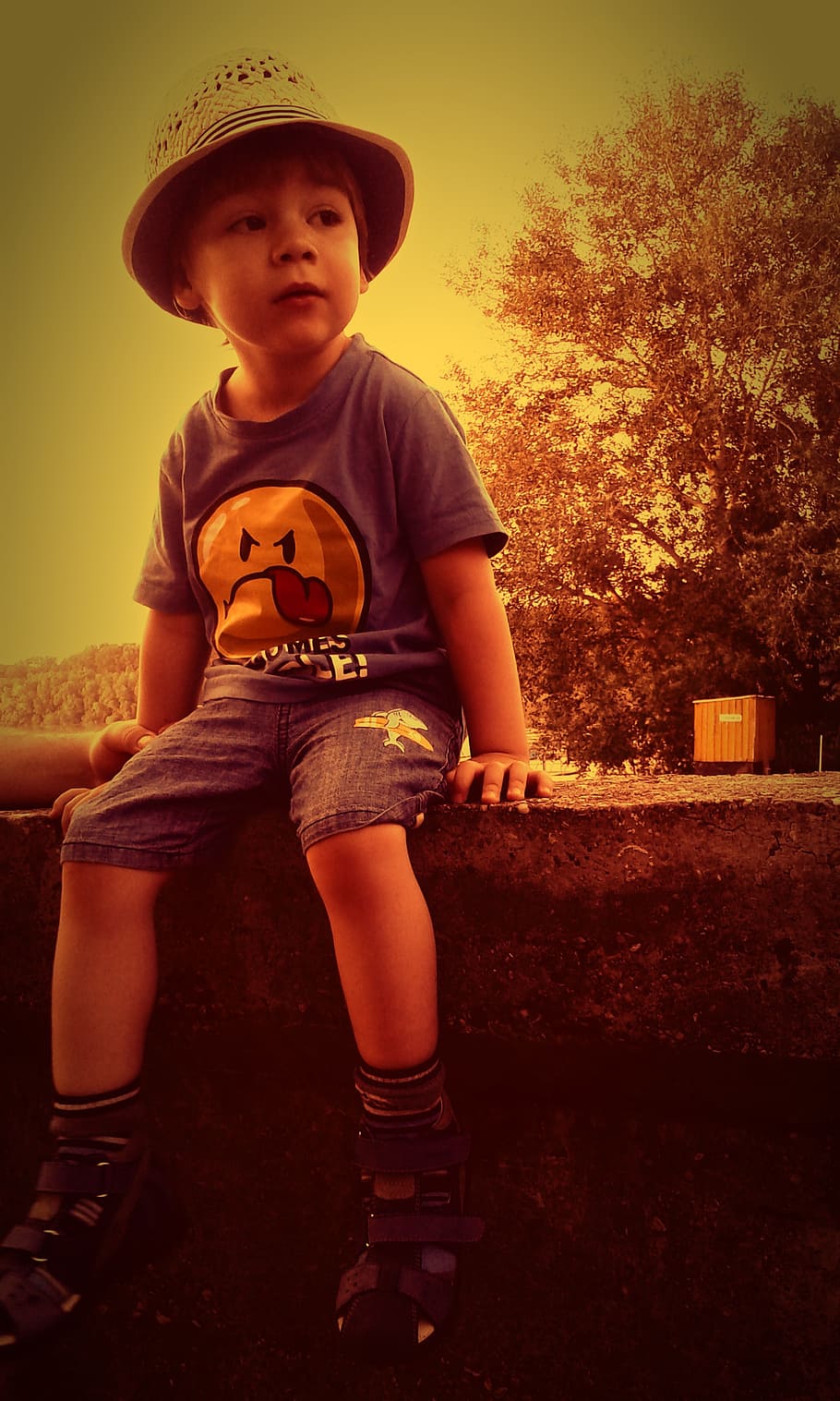 summer, child, kid, sunshine, holiday, vacations, hat, childhood HD wallpaper