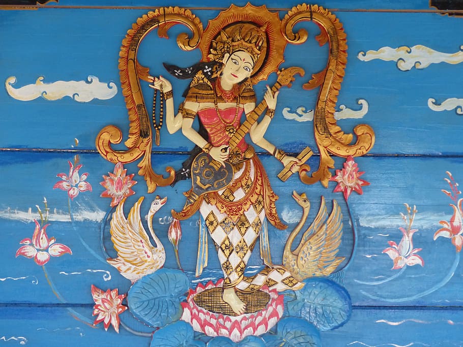 indonesia, java, bali, hindu, hinduism, blue, art and craft HD wallpaper