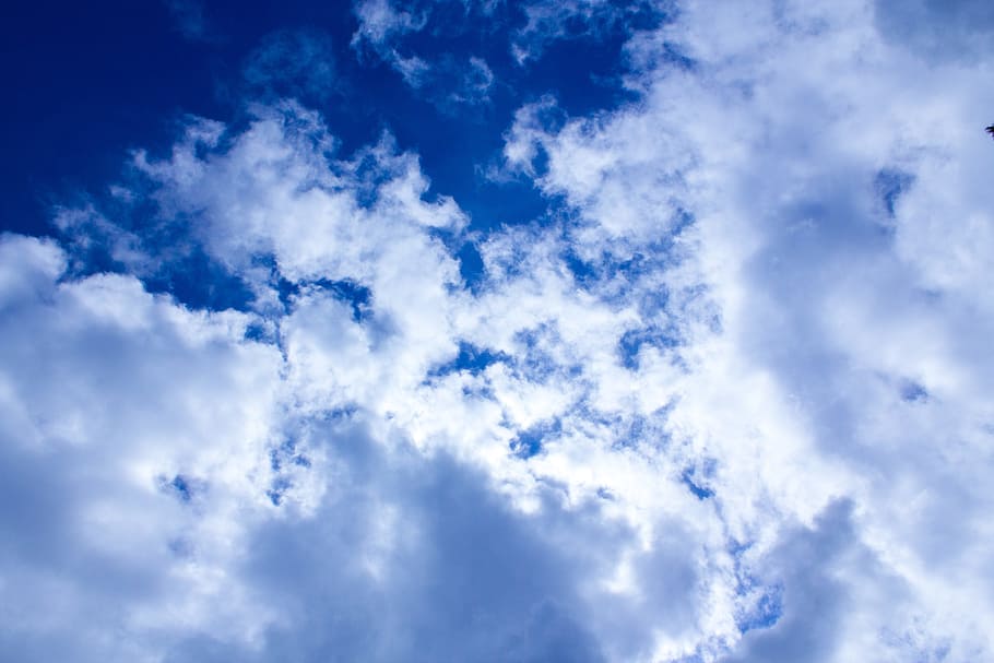 sky during daytime, clouds, blue, nature, clouds form, above the clouds HD wallpaper