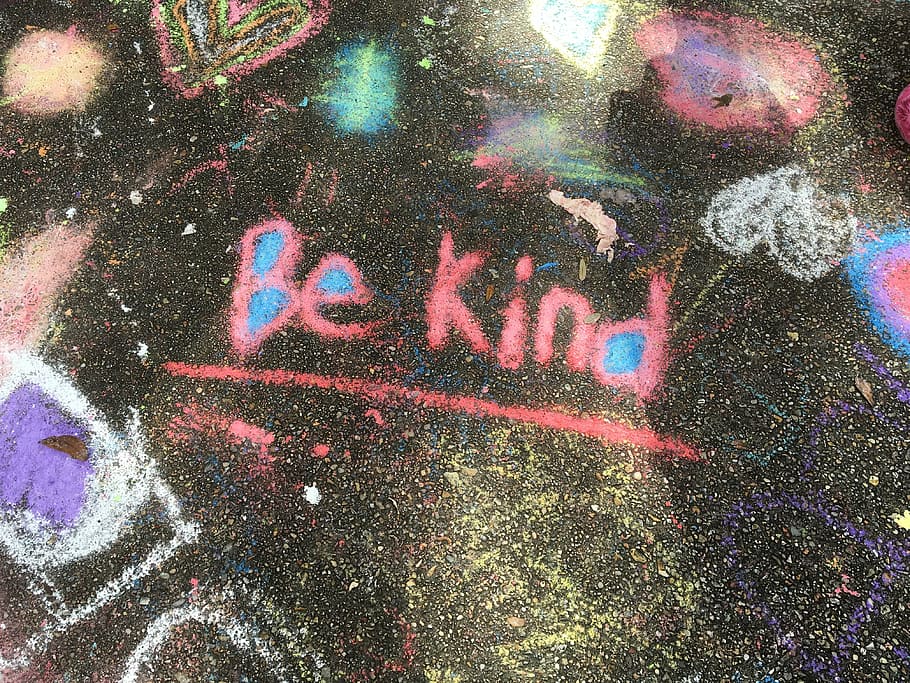 pink Be Kind chalk writing, kindness, handwritten, word, handwriting