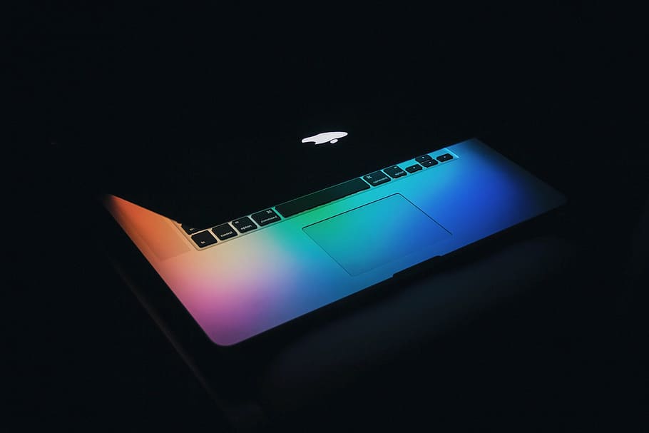 turned-on MacBook, semi, folded, office, work, business, workspace HD wallpaper