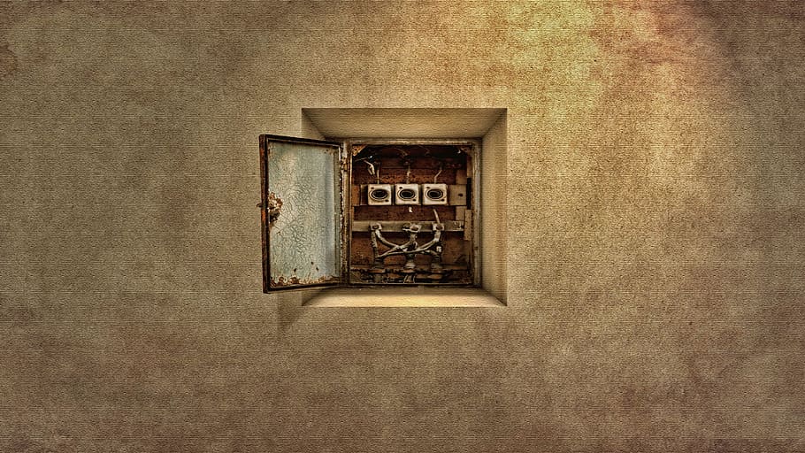 old, wall, retro, rusty, house, outdated, dirty, frame, the electrical control HD wallpaper