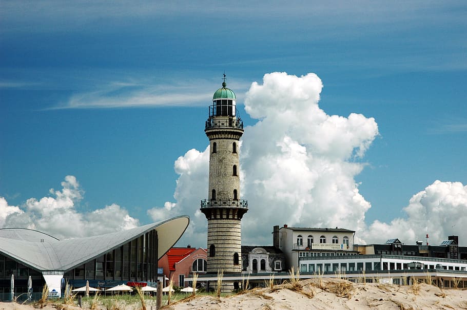 lighthouse during daytime, warnemünde, baltic sea, coast, northern germany HD wallpaper
