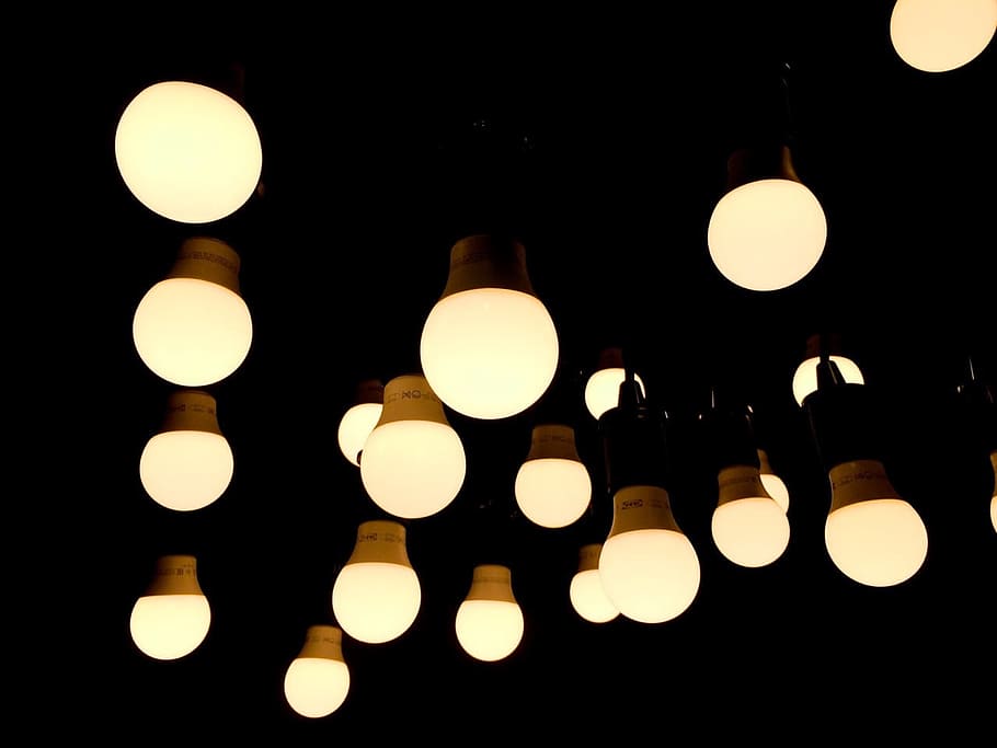turned-on bulb lights, light bulb, electricity, energy, glass HD wallpaper