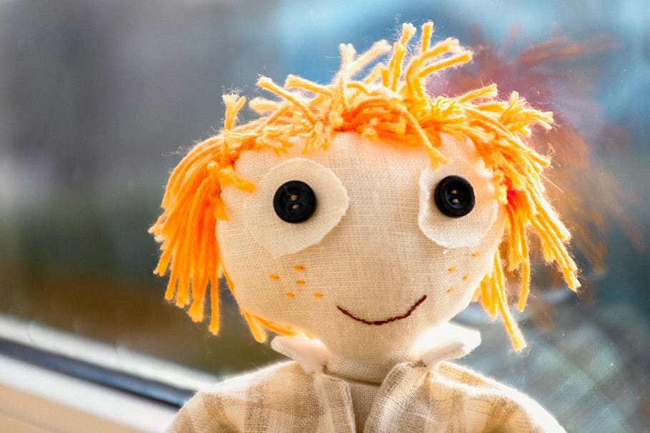 Silly red headed doll, objects, toy, cute, close-up, headshot HD wallpaper