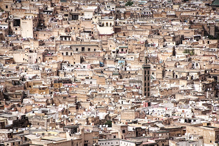 aerial photo of white and brown concrete houses, Morocco, Old Town, HD wallpaper