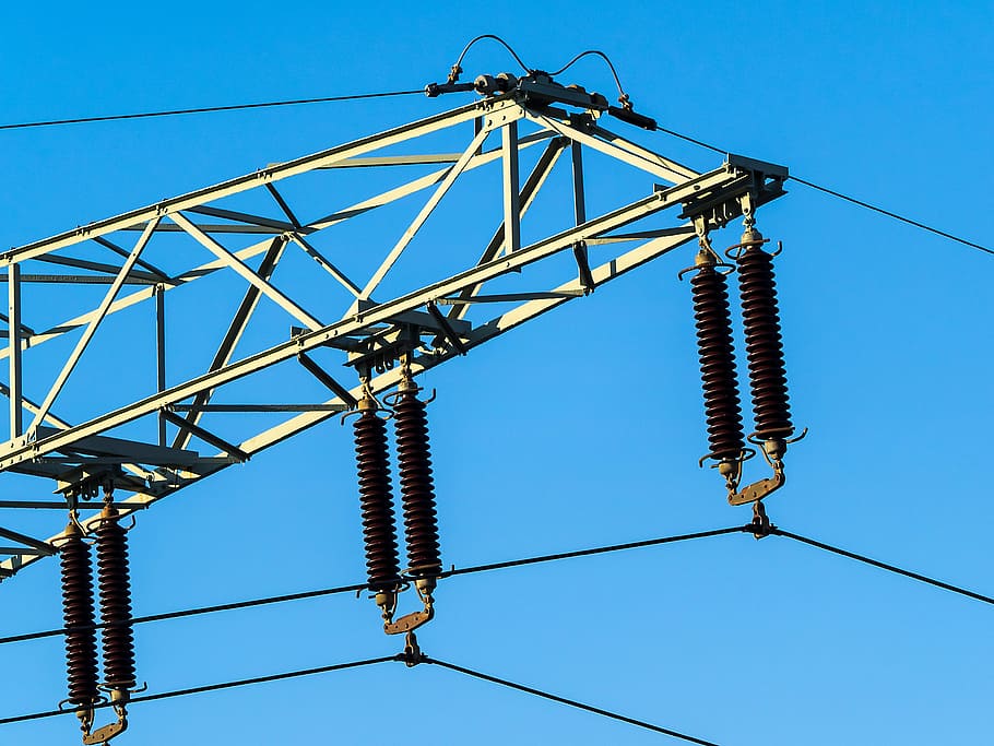 current, sky, energy, blue, power supply, cable, strommast HD wallpaper
