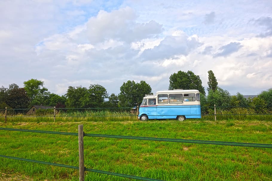 vehicle, van, compact van, transport, automobile, country road HD wallpaper