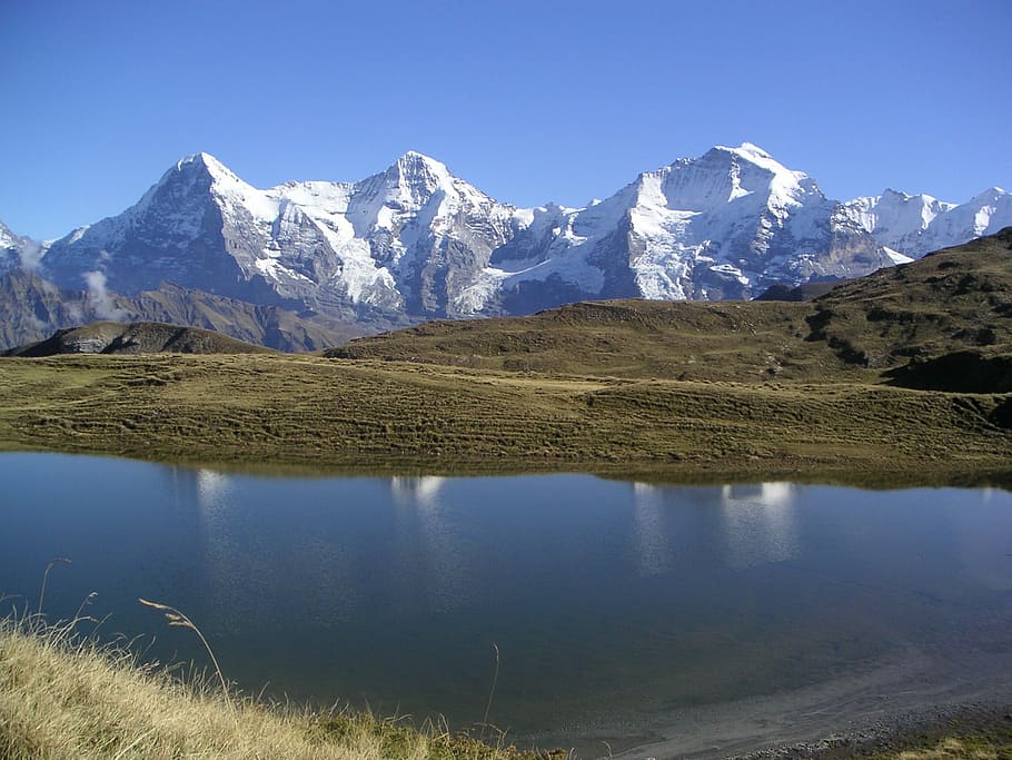 eiger, monk, virgin, mountains, grindelwald, switzerland, alpine HD wallpaper
