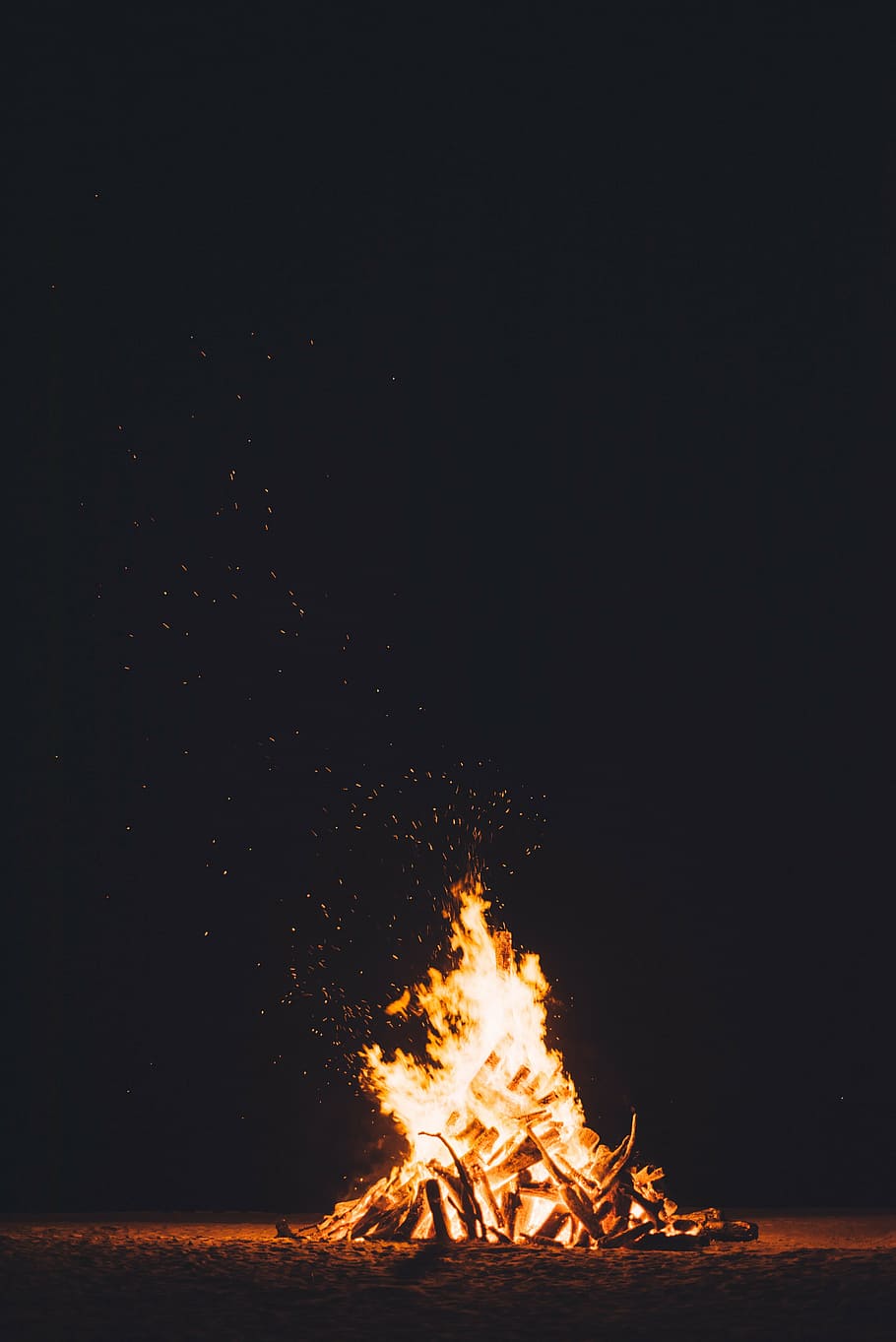 bonfire during night time, burning, dark, flame, heat, heat - temperature HD wallpaper