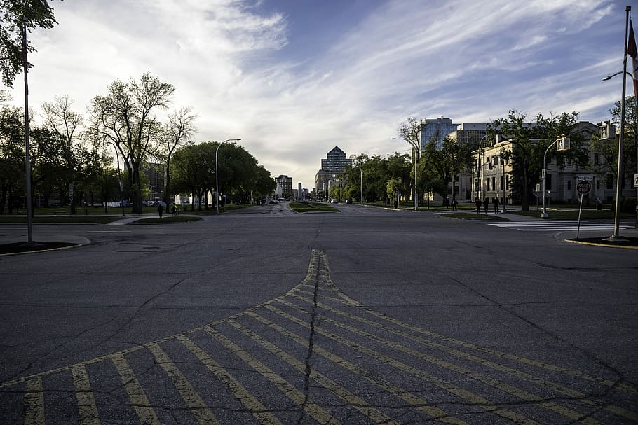 Large road intersection in Winnipeg, canada, manitoba, public domain HD wallpaper