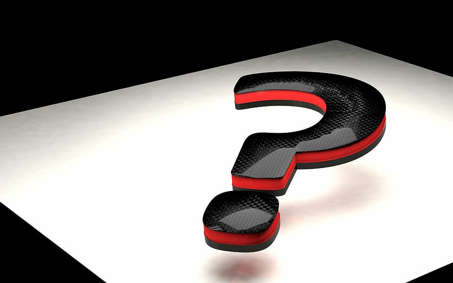 black and red question mark 3D illustration, font, issue, symbol