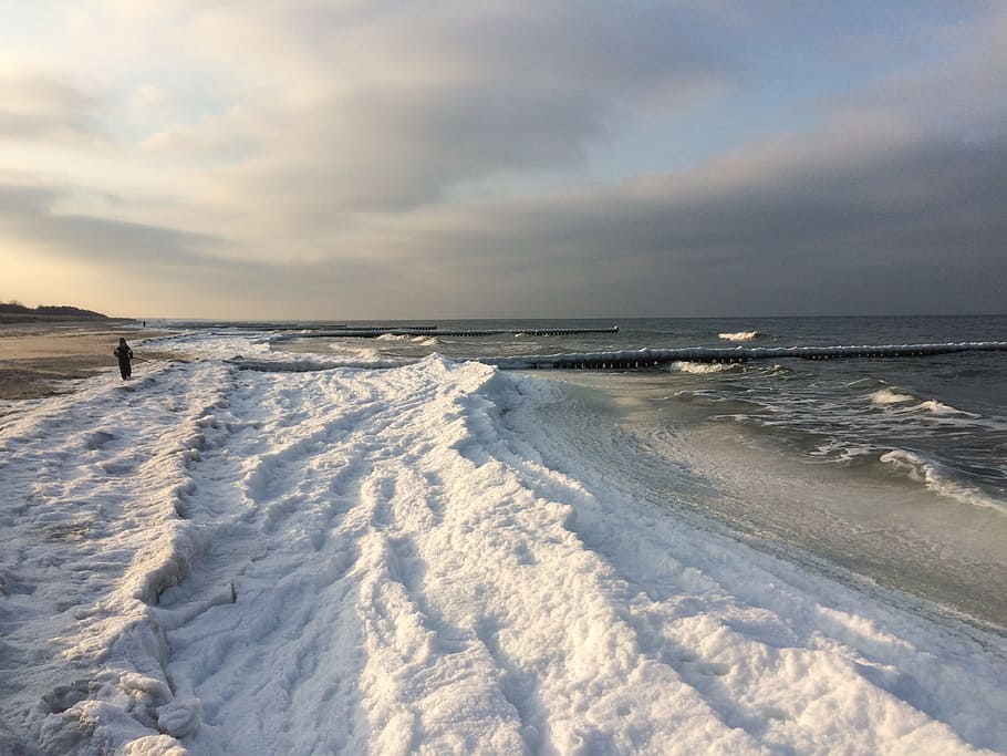 Beach, Winter, Zingst, sea, nature, water, wave, sky, outdoors HD wallpaper