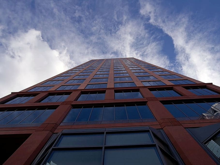 skyscraper, window, front window, blue, architecture, city HD wallpaper