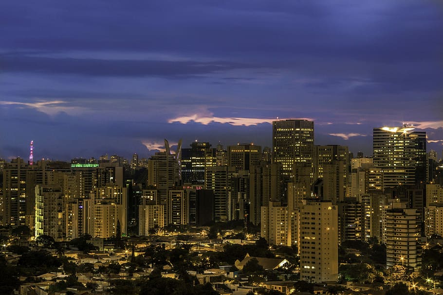 Commercial buildings in Brooklin Novo, Sao Paulo, Brazil, city, HD wallpaper
