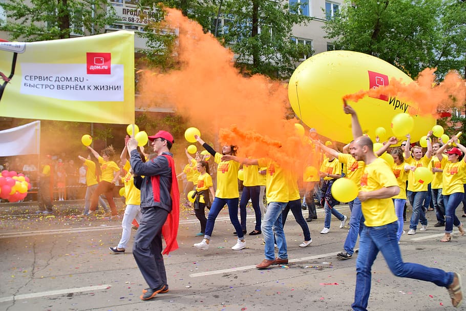 day of the city, carnival, holiday, irkutsk, crowd, group of people, HD wallpaper