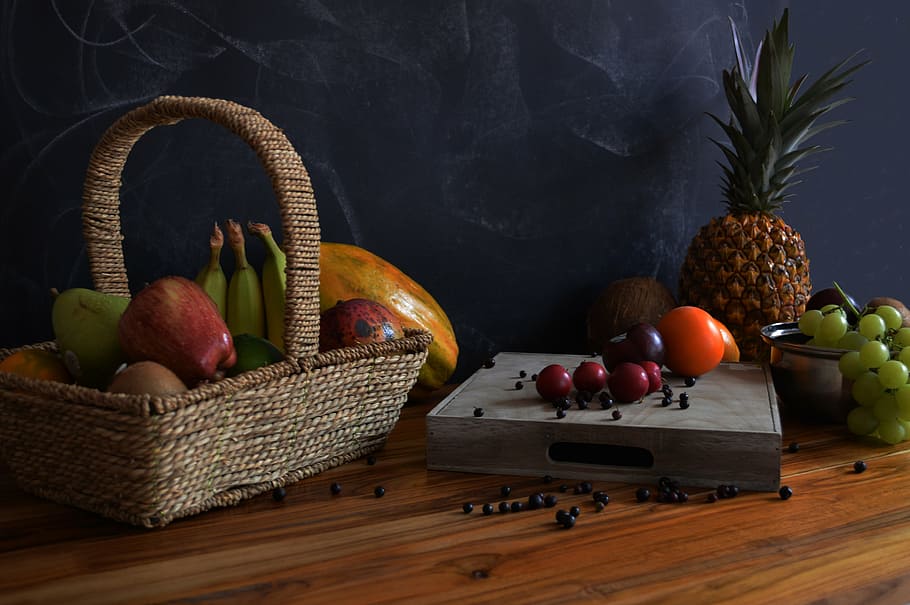 fruit, grapes, pineapple, papaya, colombia, green, drink, cluster HD wallpaper