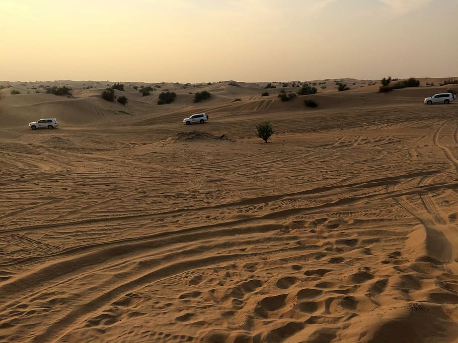 Off-road vehicles in deserts of Sharjah in the United Arab Emirates, HD wallpaper