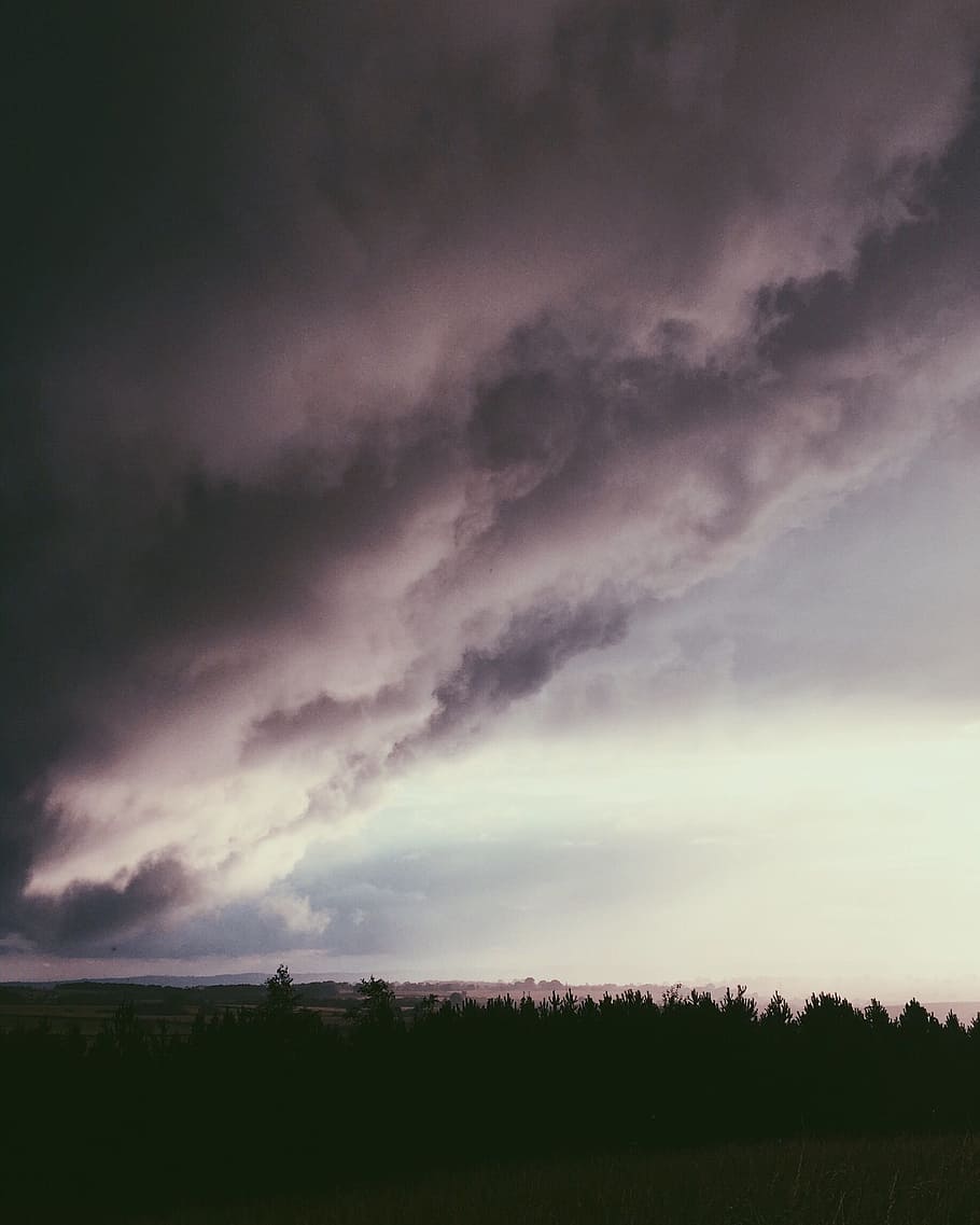 sky, dark, clouds, nature, trees, woods, cloud - sky, beauty in nature HD wallpaper