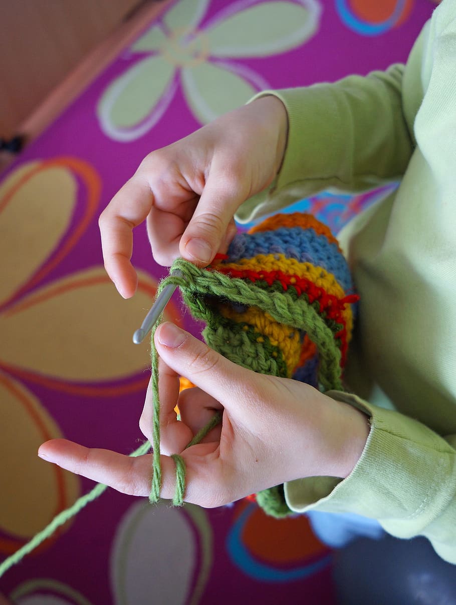 manual work, binding, color, thread, hand, holding, human hand HD wallpaper