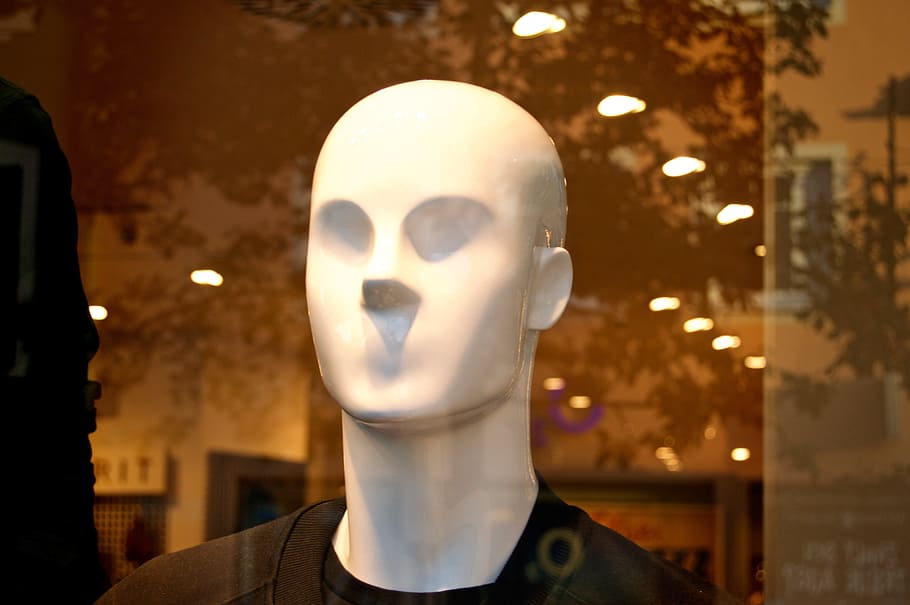 Face, Head, Doll, Window, Man, Clown, statue, mask, graphic HD wallpaper