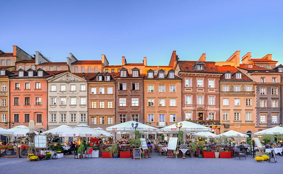 brown concrete buildings, warsaw, old town, europe, travel, tourism, HD wallpaper