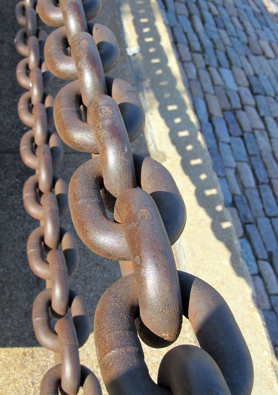 HD wallpaper: chain, chain links, big, steel, strong, security, connect