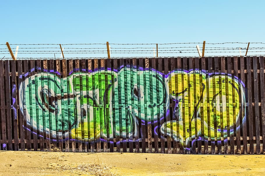 fence, wire, security, protection, barrier, boundary, graffiti, HD wallpaper