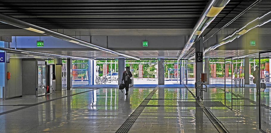 railway station, input, platform access, pedestrian tunnel, HD wallpaper